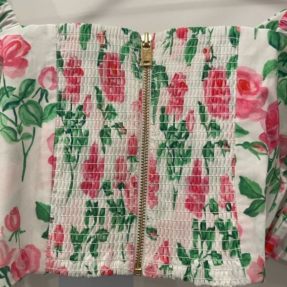 Hill House Floral Crop Top - Pink and Green - Picture 9 of 12